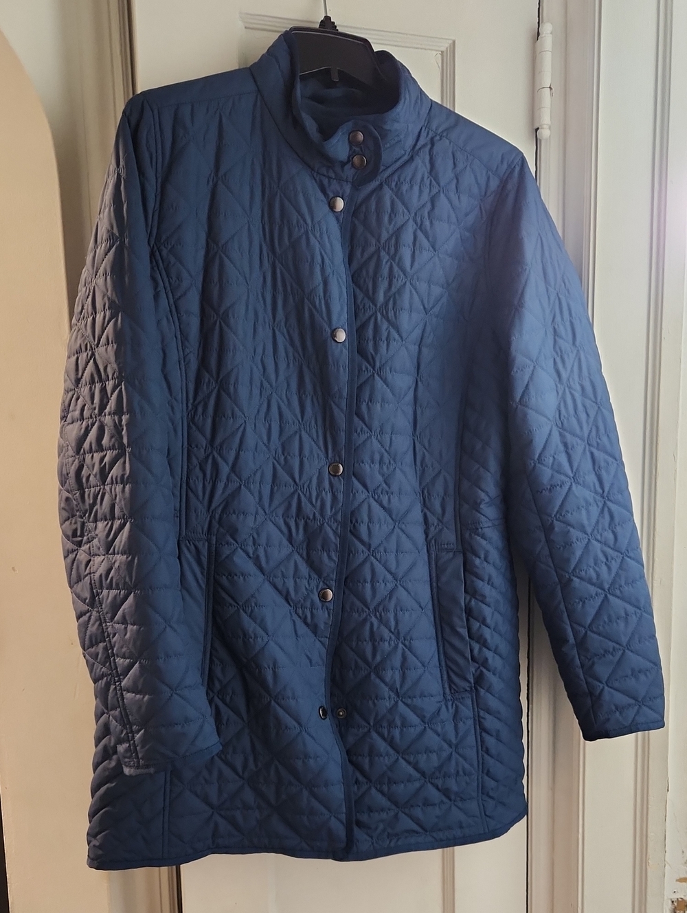 Lands' End Quilted Navy Blue Puffer Jacket